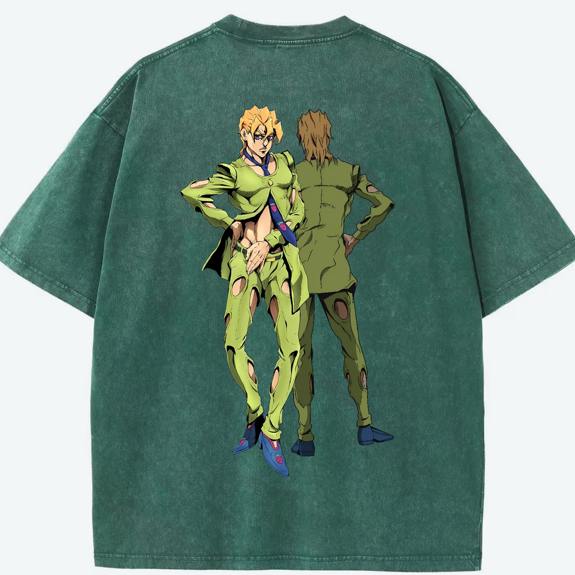 （画像用） ジョジョの奇妙な冒険 パンナコッタ?フー JoJo's Bizarre Adventure Pannacotta Fugo 綿100% ヴィンテージ風 半袖Tシャツ（背面プリント）